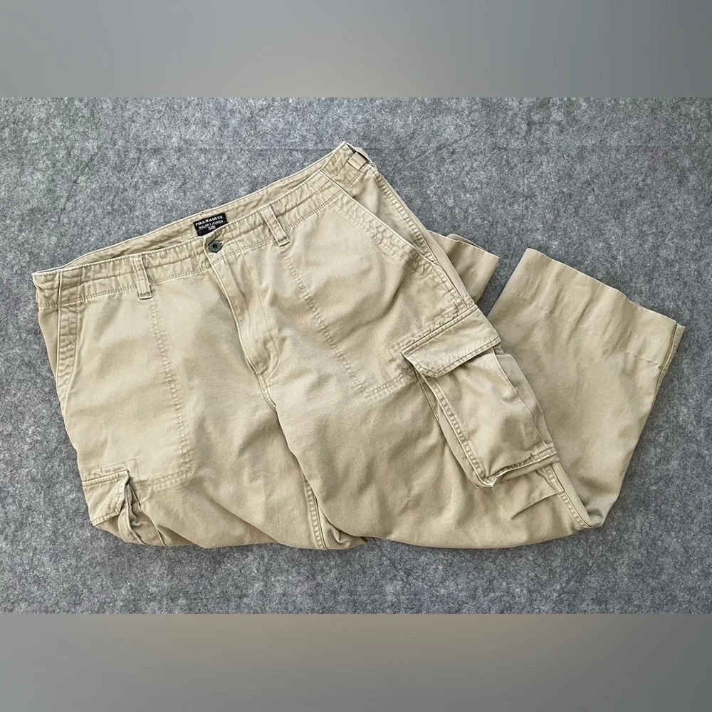 VTG Polo Jeans Co Ralph Lauren Cargo Pants Mens 38x30 (~26.5) Khaki Y2K Utility - Picture 2 of 16